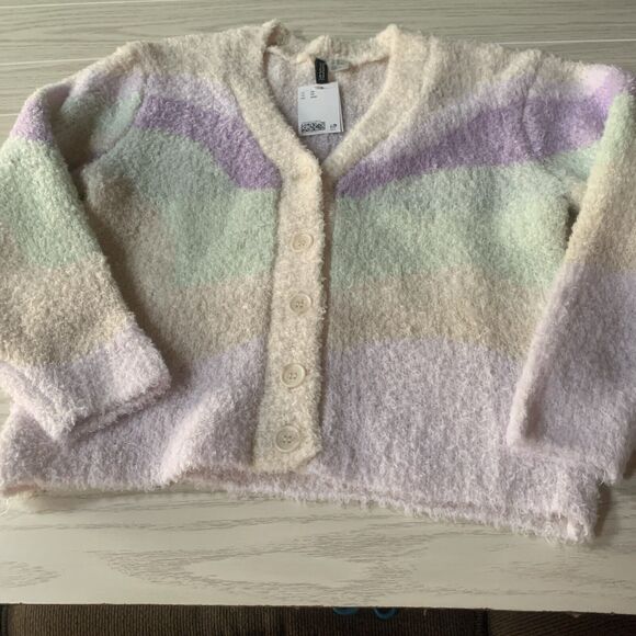 Sweaters - Divided Brand Womens XS Fluffy Sweater‎ Cream Lavender Green